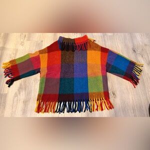 Vintage Amazing St. Mary’s 1960’s Plaid Wool Blanket Fringed Sweater Misses S